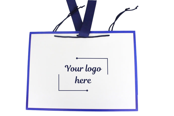 Custom Printed Matt Laminated Gift Bags with Ribbon | Blue | Large - 440x320x120mm