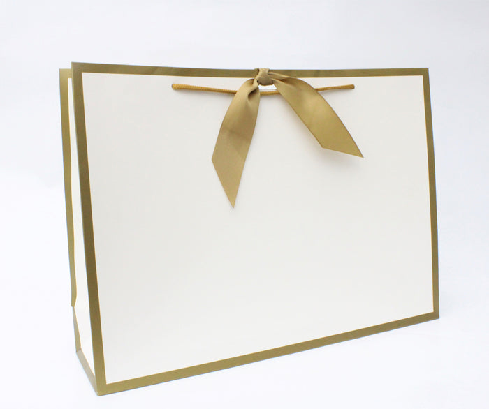 Gold Edge Matt Laminated Luxury Gift Bags with Ribbon | Large - 440x320x120mm
