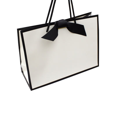 Black Edge Matt Laminated Luxury Gift Bags with Ribbon | Medium - 310x220x120mm