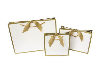 Gold Edge Matt Laminated Luxury Gift Bags with Ribbon | Medium - 310x220x120mm