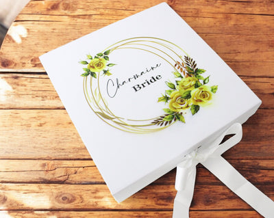 Personalised Wedding Gift Box with Name – UV Printed, Magnetic Closure & Ribbon