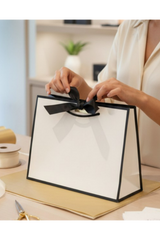 Black Edge Matt Laminated Luxury Gift Bags with Ribbon | Medium - 310x220x120mm