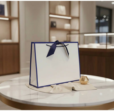 Blue Edge Matt Laminated Luxury Gift Bags with Ribbon | Large  -  440x320x120mm