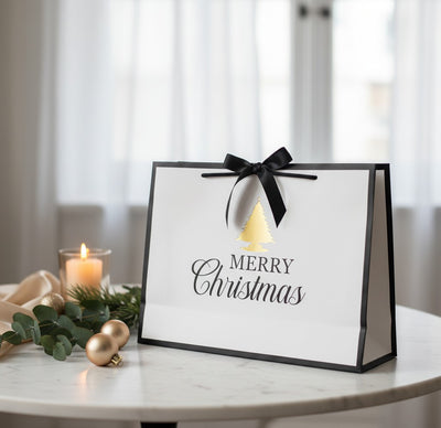 Christmas Gift Bag with Rope Handle and Ribbon | Large - 440x320x120mm
