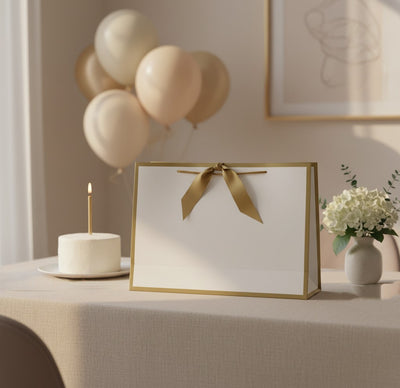 Gold Edge Matt Laminated Luxury Gift Bags with Ribbon | Large -  440x320x120mm