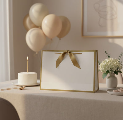 Gold Edge Matt Laminated Luxury Gift Bags with Ribbon | Large -  440x320x120mm