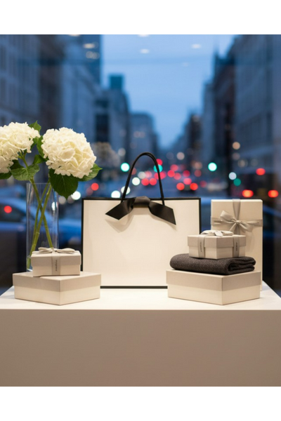 Black Edge Matt Laminated Luxury Gift Bags with Ribbon | Large  -  440x320x120mm