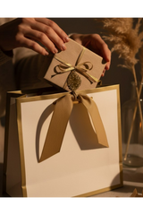 Gold Edge Matt Laminated Luxury Gift Bags with Ribbon | Small 230x220x90mm