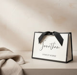 Luxury personalised wedding gift bag with custom name and role for wedding party gifting