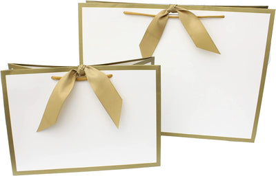 Gold Edge Matt Laminated Luxury Gift Bags with Ribbon | Medium - 310x220x120mm