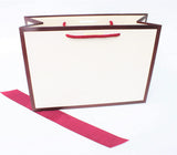 Burgundy Edge Matt Laminated Luxury Gift Bags with Ribbon | Medium - 310x220x120mm