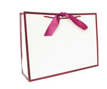Burgundy Edge Matt Laminated Luxury Gift Bags with Ribbon | Large -  440x320x120mm