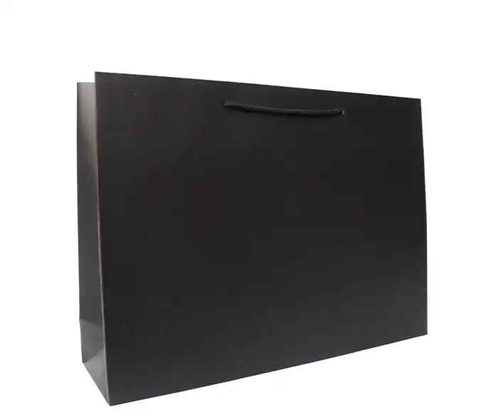Black Matt Laminated Paper Bags with Rope Handles | Large - 440x320x120mm