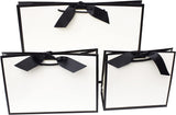 Black Edge Matt Laminated Luxury Gift Bags with Ribbon | Medium - 310x220x120mm