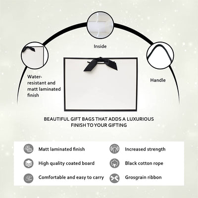 Black Edge Matt Laminated Luxury Gift Bags with Ribbon | Large  -  440x320x120mm