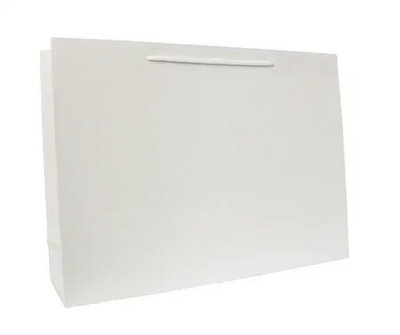White Matt Laminated Paper Bags with Rope Handles | Large 440x320x120mm