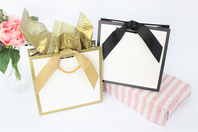 Gold Edge Matt Laminated Luxury Gift Bags with Ribbon | Small 230x220x90mm