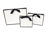 Black Edge Matt Laminated Luxury Gift Bags with Ribbon | Small - 230x220x90mm